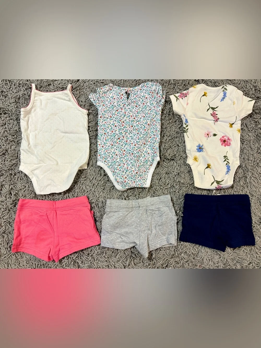 Carter's White Short Sleeve Baby Bodysuit with Pink Trim